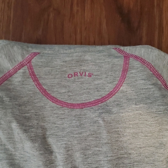 Orvis Gray Quarter-Zip Pullover with Pink Trim - Picture 5 of 5